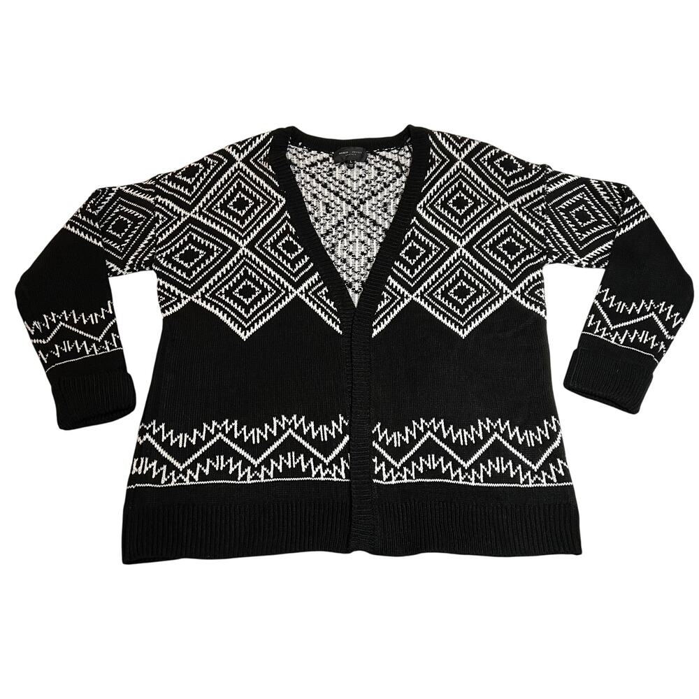 Romeo & Juliet Couture Open Front Geometric Knit Cardigan Sweater Size L Casual